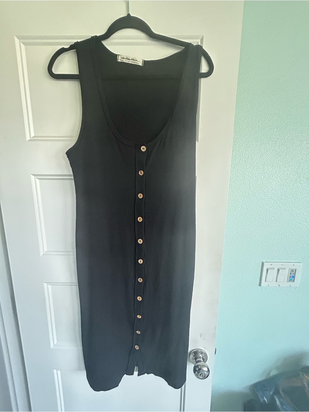 Free People Sleeveless Button-Front Black Dress